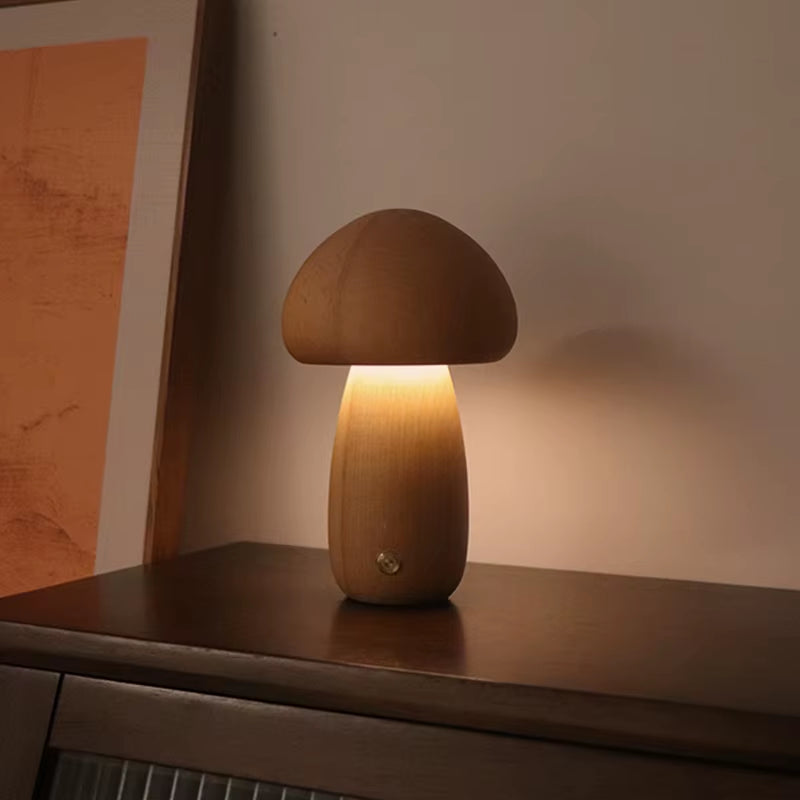 Cute Wooden Mushroom Night Light--Vip