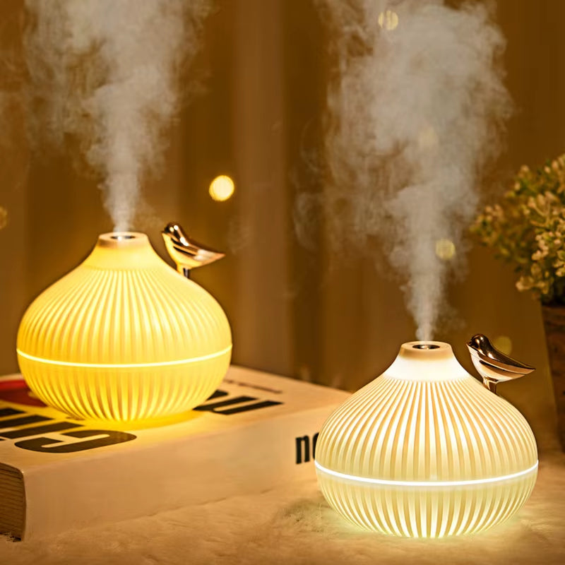 300Ml USB Air Humidifier, Small Onion Style Humidifier with Night Light, Atmosphere Light, Mini-Size USB Air Humidifier for Home
