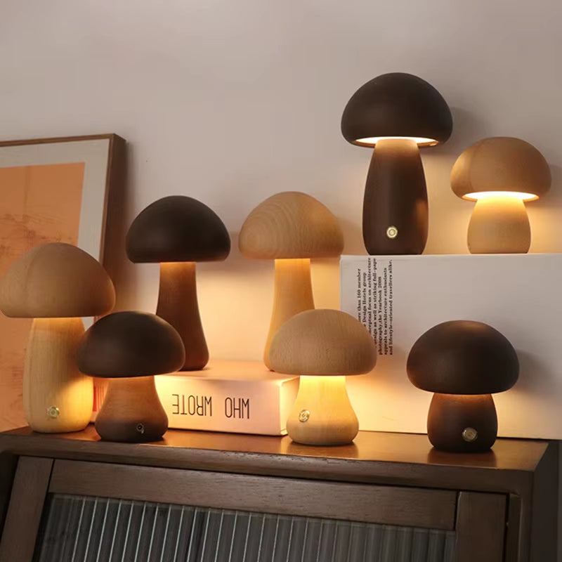 Cute Wooden Mushroom Night Light--Vip