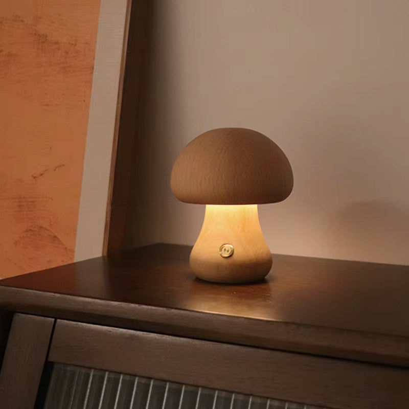 Cute Wooden Mushroom Night Light--Vip