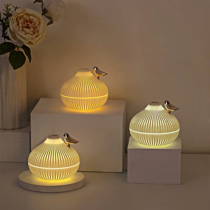 300Ml USB Air Humidifier, Small Onion Style Humidifier with Night Light, Atmosphere Light, Mini-Size USB Air Humidifier for Home