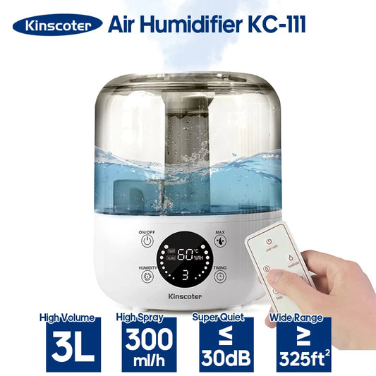 Air Humidifier Wall Plug 220V 110V Electric Humidifier Large Mist Volume 3L Aroma Diffuser Remote Control Timer