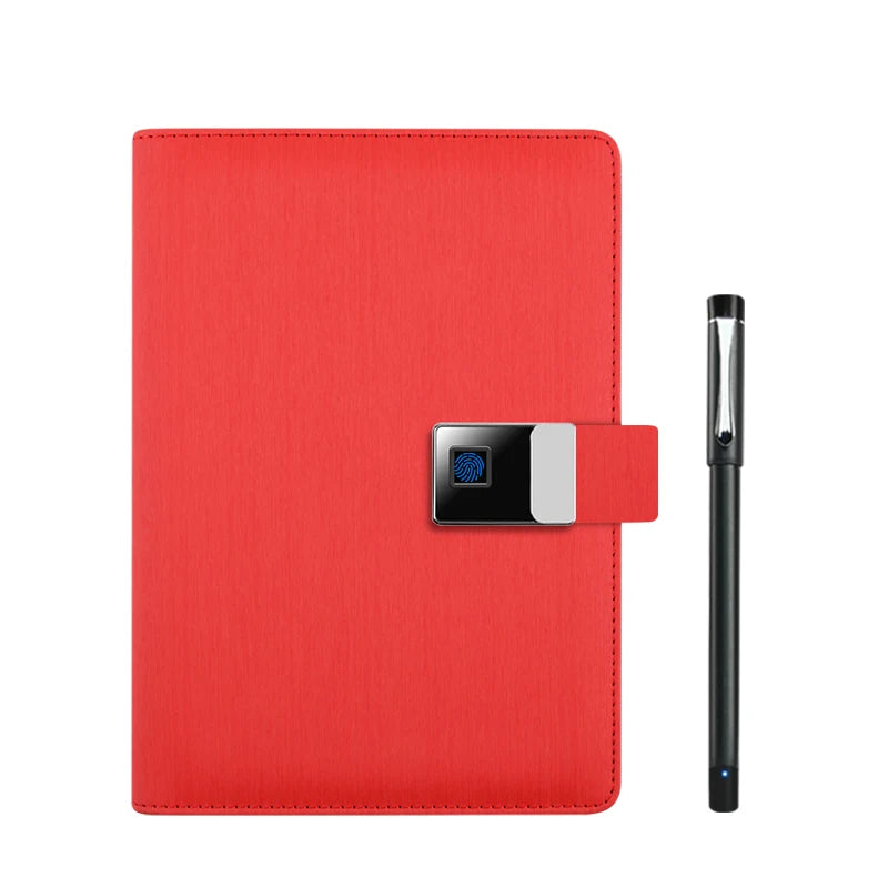 New Leather Smart Notebook Fingerprint Lock Paper Screen Synchronised AI Drawing Notepad 16G U Drive Smart Pen