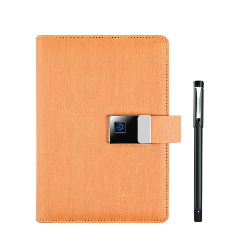 New Leather Smart Notebook Fingerprint Lock Paper Screen Synchronised AI Drawing Notepad 16G U Drive Smart Pen
