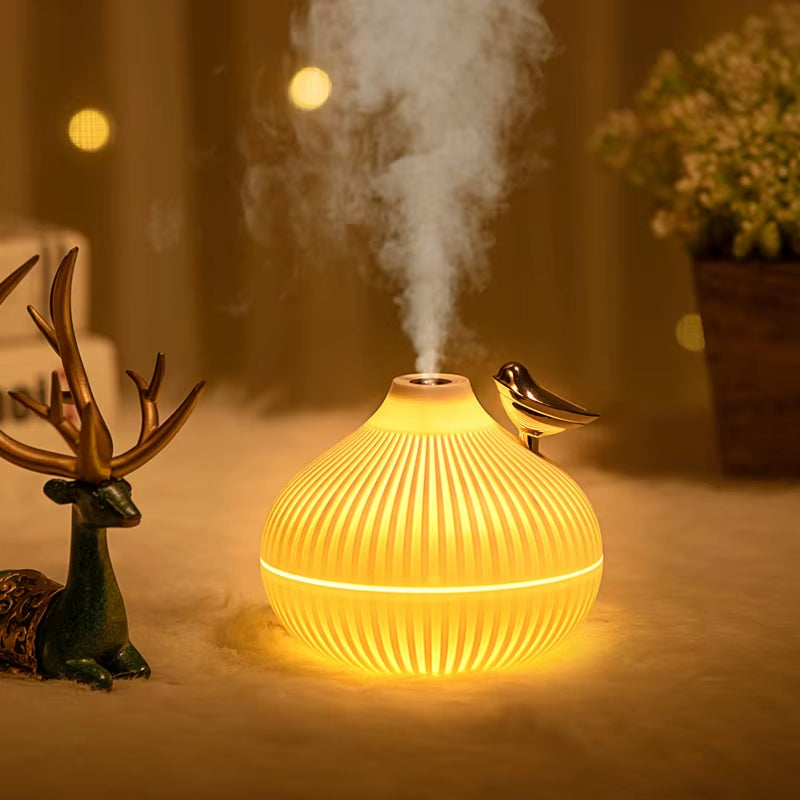 300Ml USB Air Humidifier, Small Onion Style Humidifier with Night Light, Atmosphere Light, Mini-Size USB Air Humidifier for Home