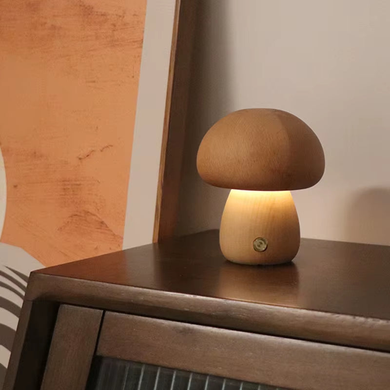 Cute Wooden Mushroom Night Light--Vip