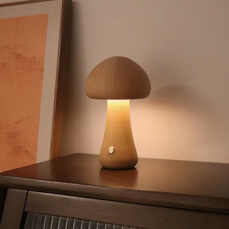Cute Wooden Mushroom Night Light--Vip