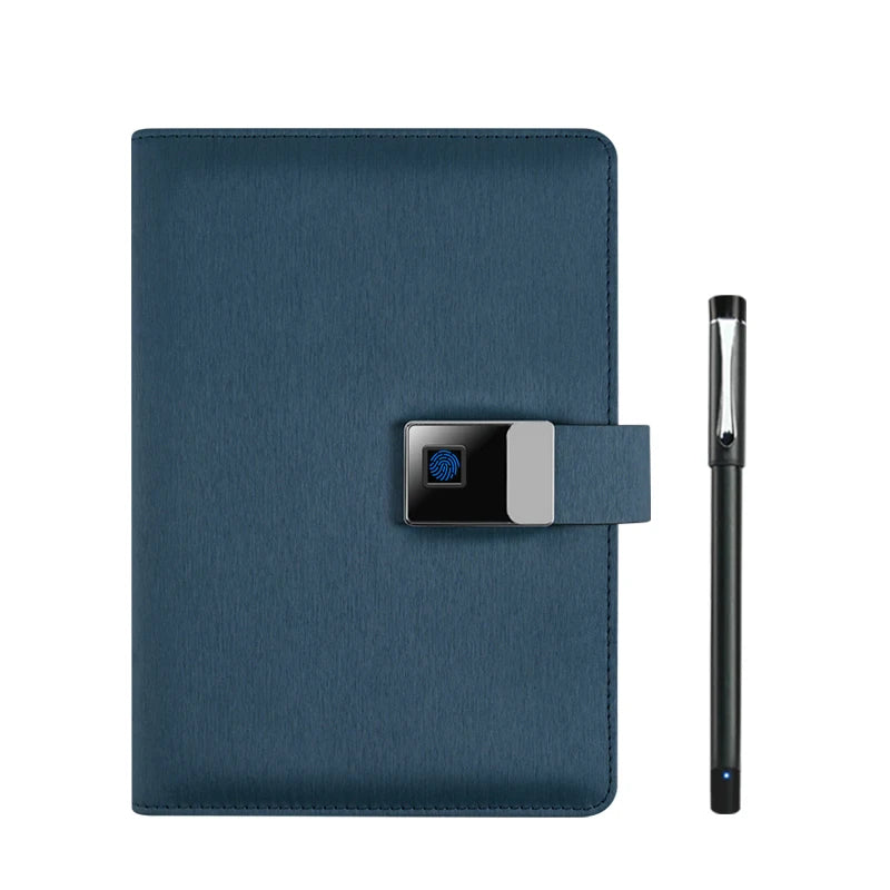 New Leather Smart Notebook Fingerprint Lock Paper Screen Synchronised AI Drawing Notepad 16G U Drive Smart Pen