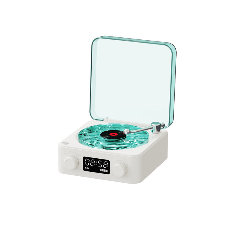 Retro Turntable Speaker Wireless Bluetooth-Compatible 5.0 Vinyl Record Player Stereo Sound with White Noise RGB Projection Lamp Effect