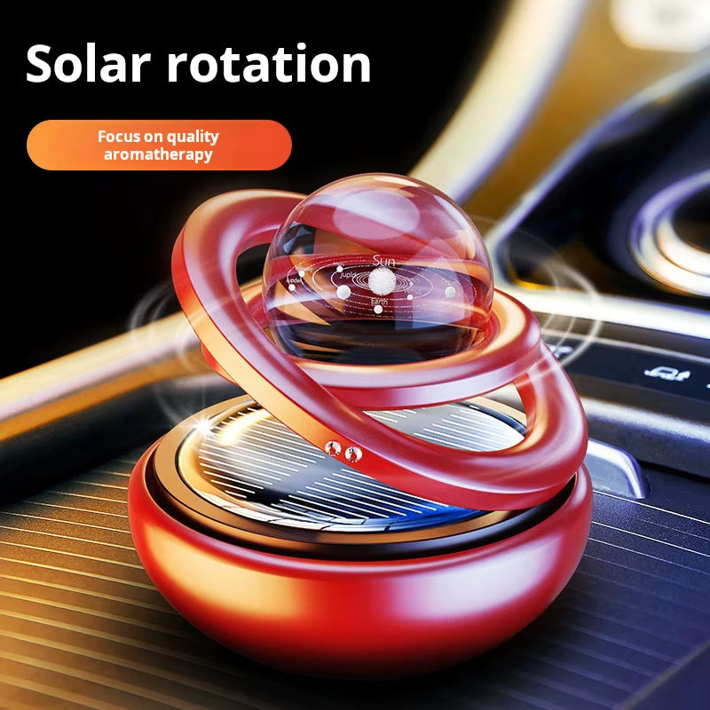 Solar Energy Rotate Car Perfume Aluminium Alloy Interplanetary Suspension Car Perfume Accessories Car Aromatherapy