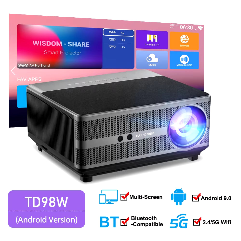 Full HD 1080P Projector TD98 Wifi LED 2K 4K Video Movie Beam TD98W Android Projector PK DLP Home Theater Cinema Beamer