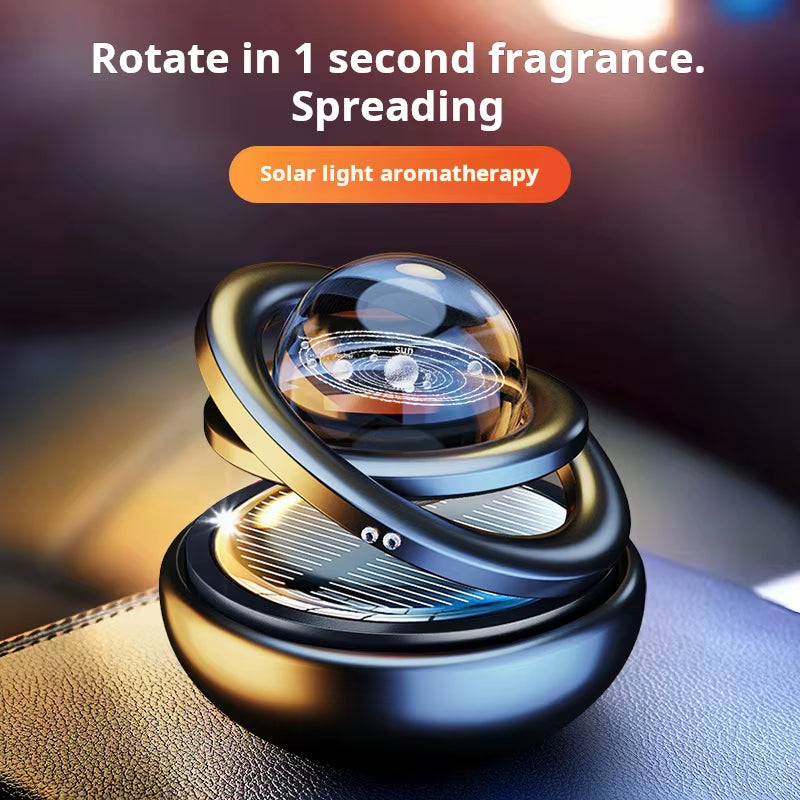 Solar Energy Rotate Car Perfume Aluminium Alloy Interplanetary Suspension Car Perfume Accessories Car Aromatherapy