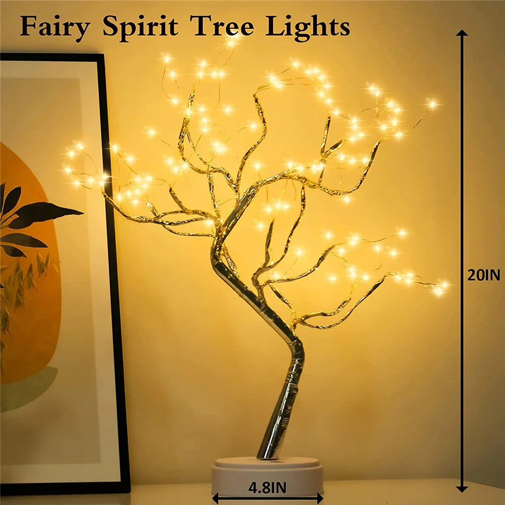 108 Led Fairy Light Spirit Tree Remote Bonsai Tree Light Firefly Tree Lamp Battery/Usb Cute Night Light for Bedroom Party Gift