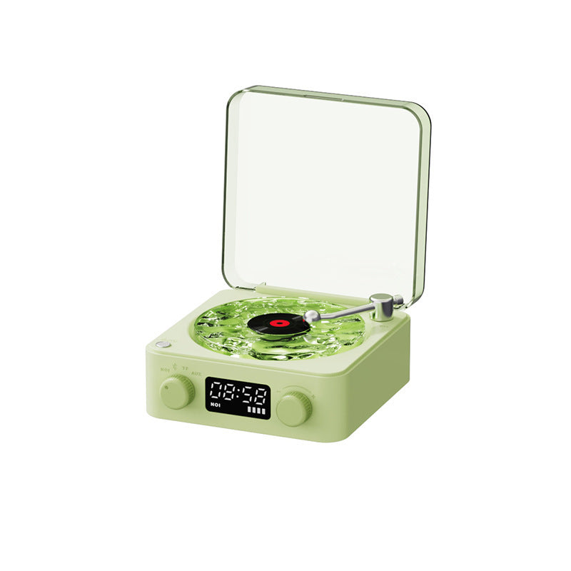 Retro Turntable Speaker Wireless Bluetooth-Compatible 5.0 Vinyl Record Player Stereo Sound with White Noise RGB Projection Lamp Effect